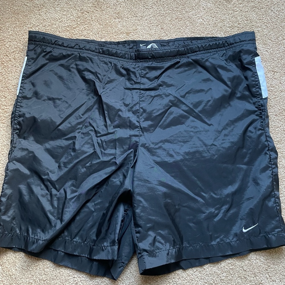 Vintage 90s Nike Mens Black Elastic Drawstring Waist Swim Shorts Size XL